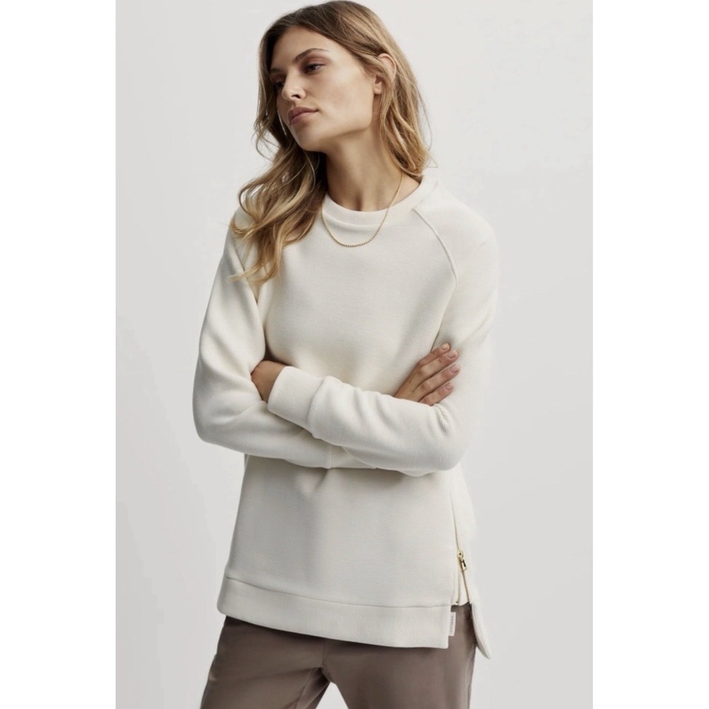 Varley Manning Sweatshirt Pullover Zippers Small Beige